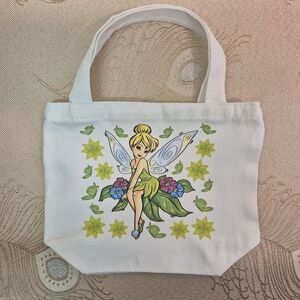 🎁🆓️Free with Purchase Mini White Canvas Tote Bag Tinker bell Green Fairy
